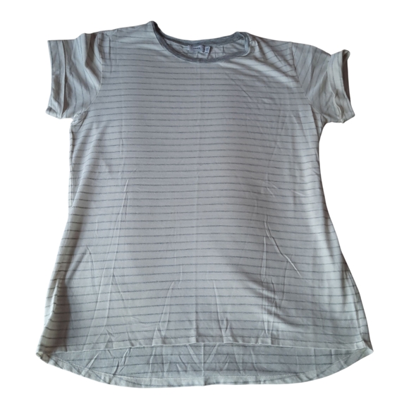 Vince Light Gray Striped Short Sleeve Tee - Picture 1 of 4